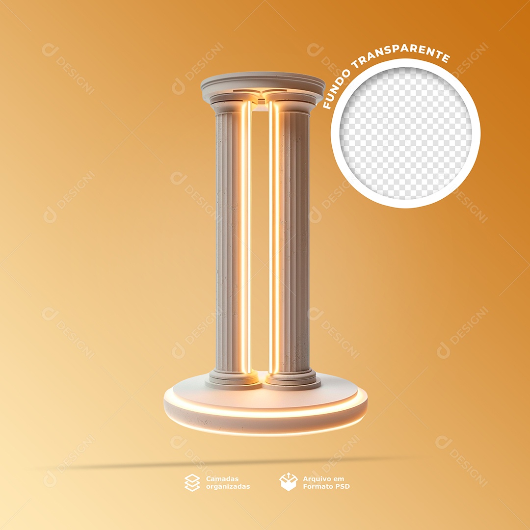 Colunas Com Luz Elemendo 3D para Composição PSD