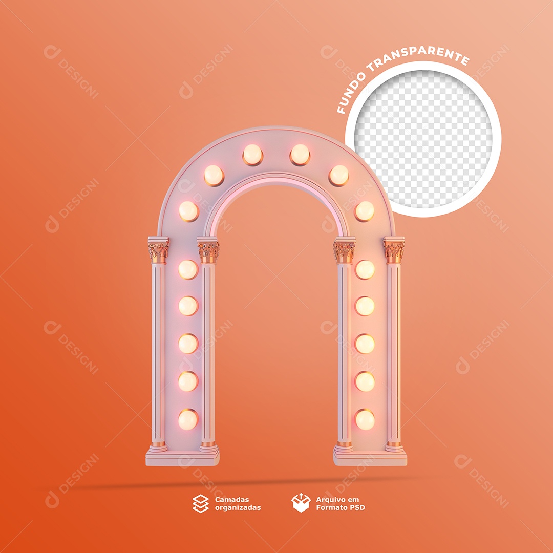 Colunas Com Lâmpada Elemendo 3D para Composição PSD