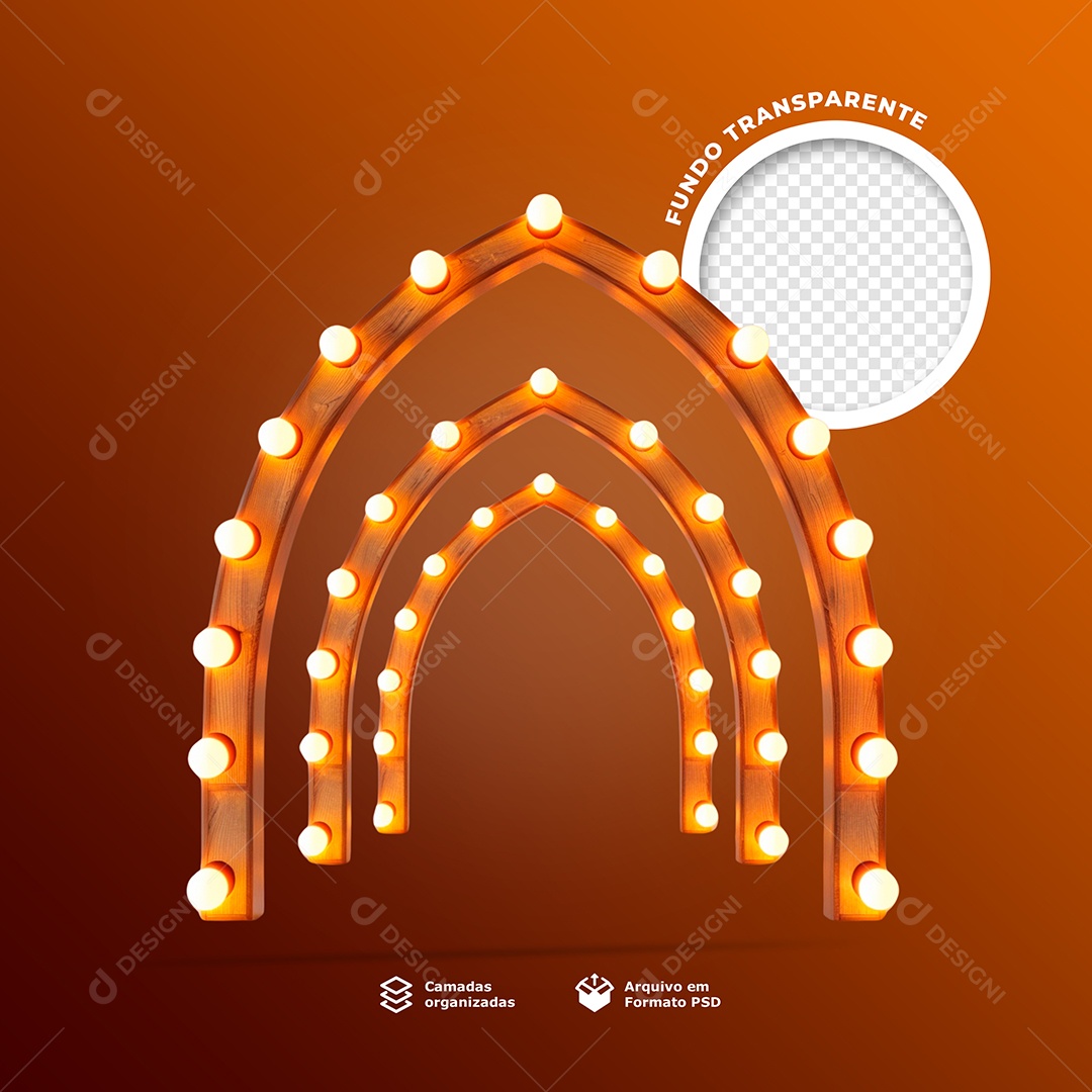 Colunas Com Lâmpada Elemendo 3D para Composição PSD