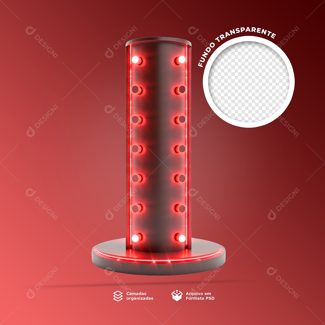 Colunas Com Lâmpada Elemendo 3D para Composição PSD