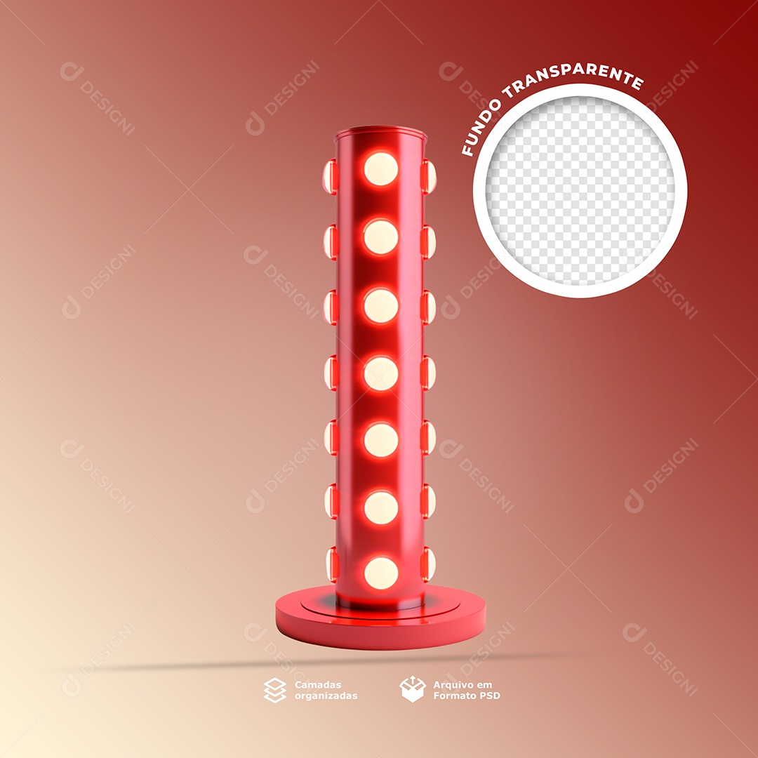 Colunas Com Lâmpada Elemendo 3D para Composição PSD