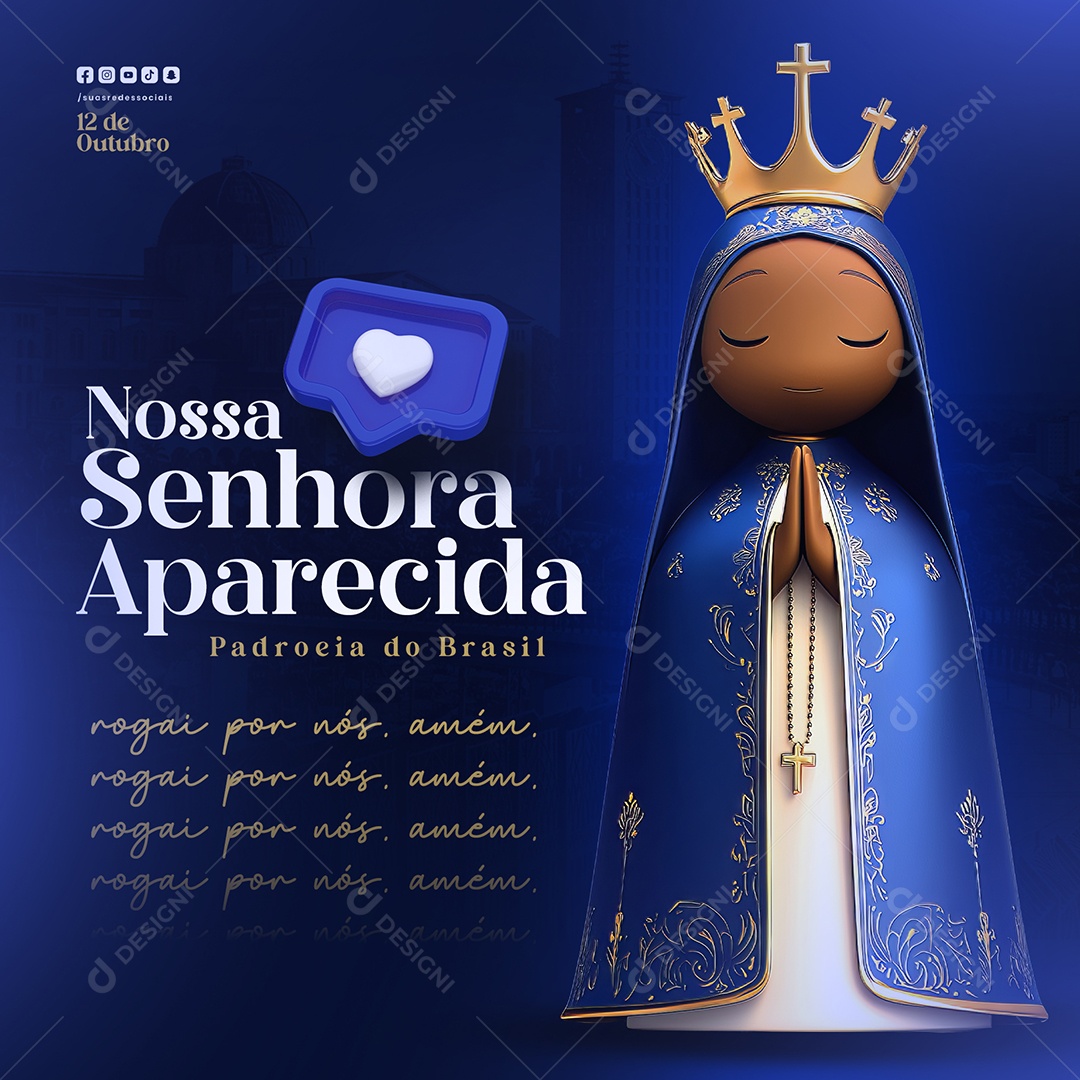 Dia de Nossa Senhora Aparecida 12 de Outubro Social Media PSD Editável