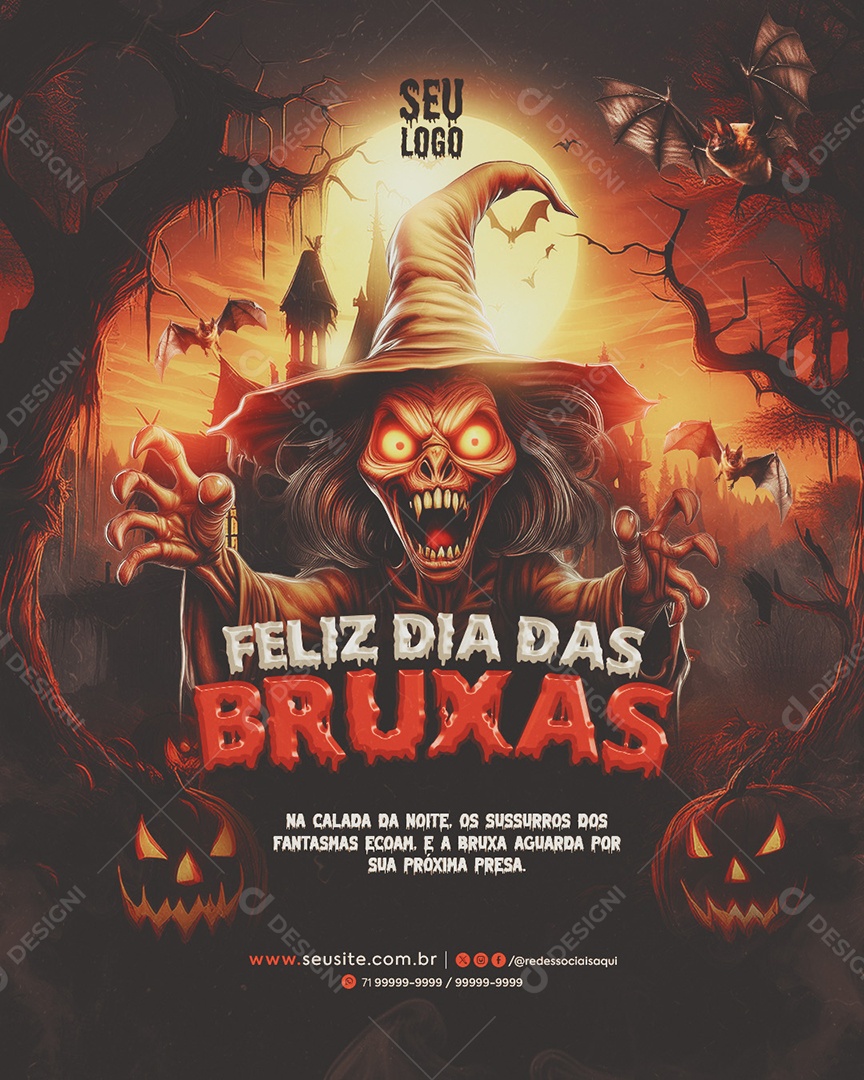 Feliz Dia das Bruxas Feed Social Media PSD Editável