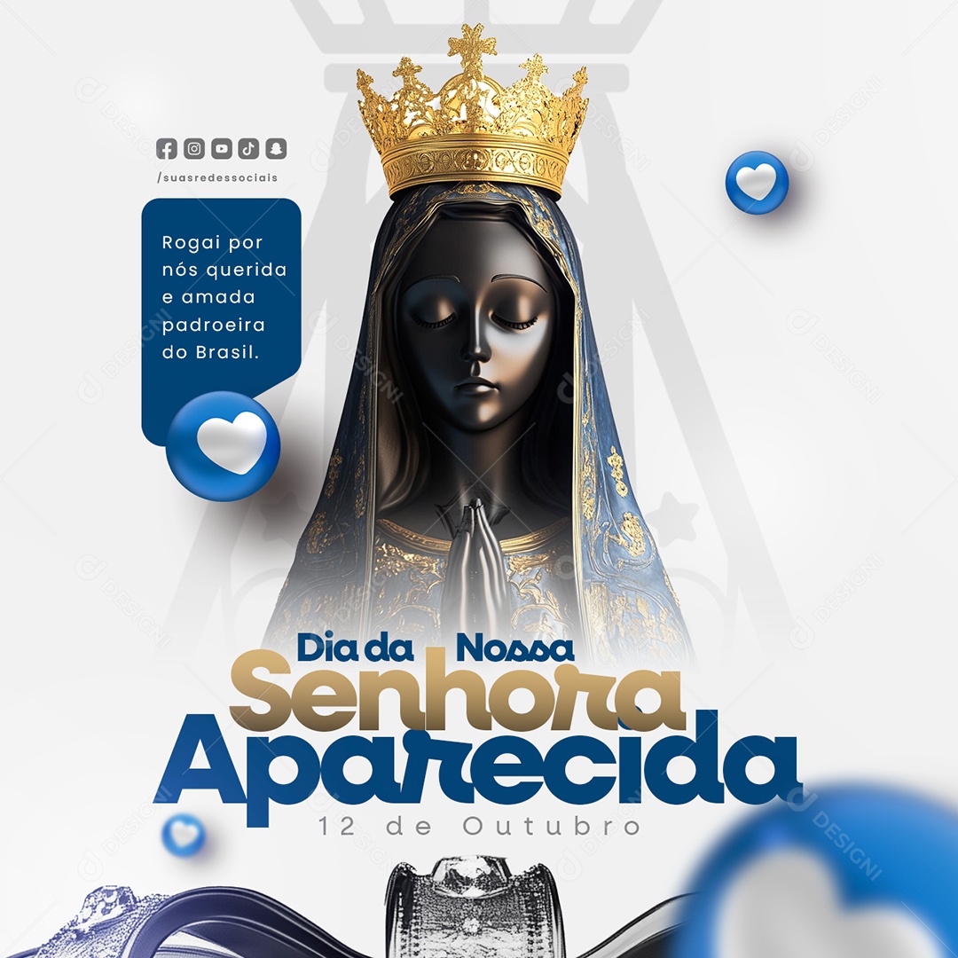 Dia de Nossa Senhora Aparecida 12 de Outubro Social Media PSD Editável