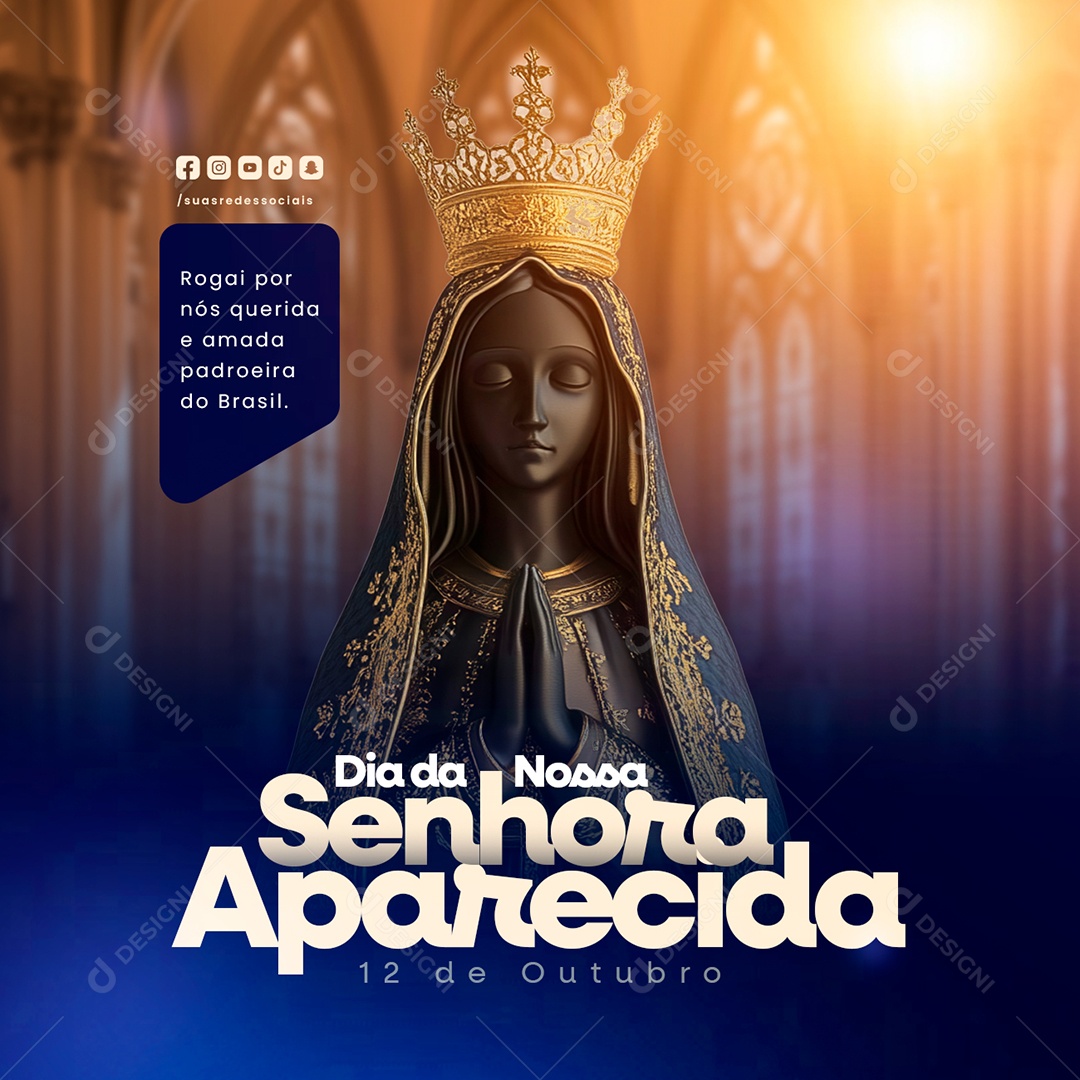 Dia de Nossa Senhora Aparecida 12 de Outubro Social Media PSD Editável