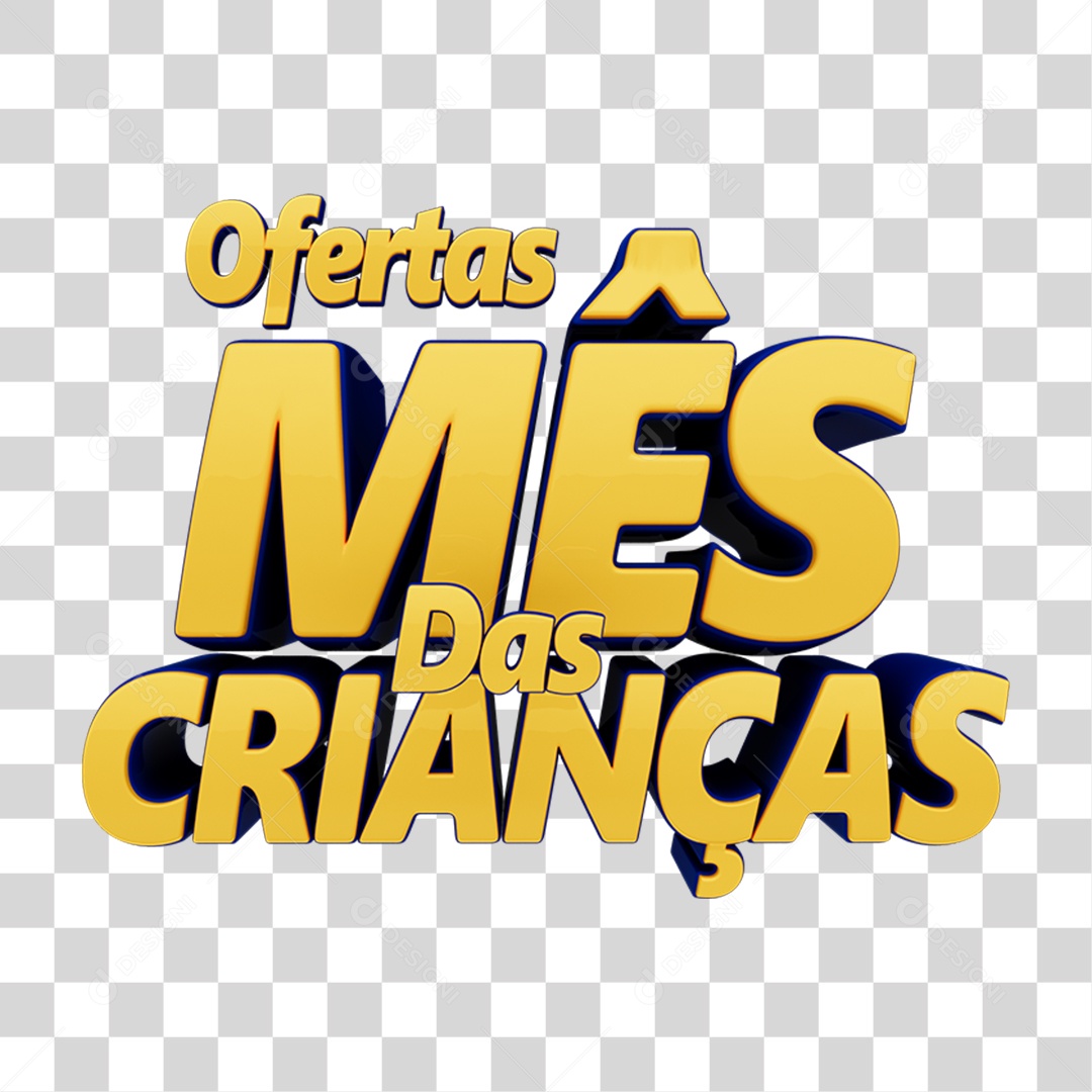 Ofertas Mês Das Crianças Texto 3D PNG Transparente