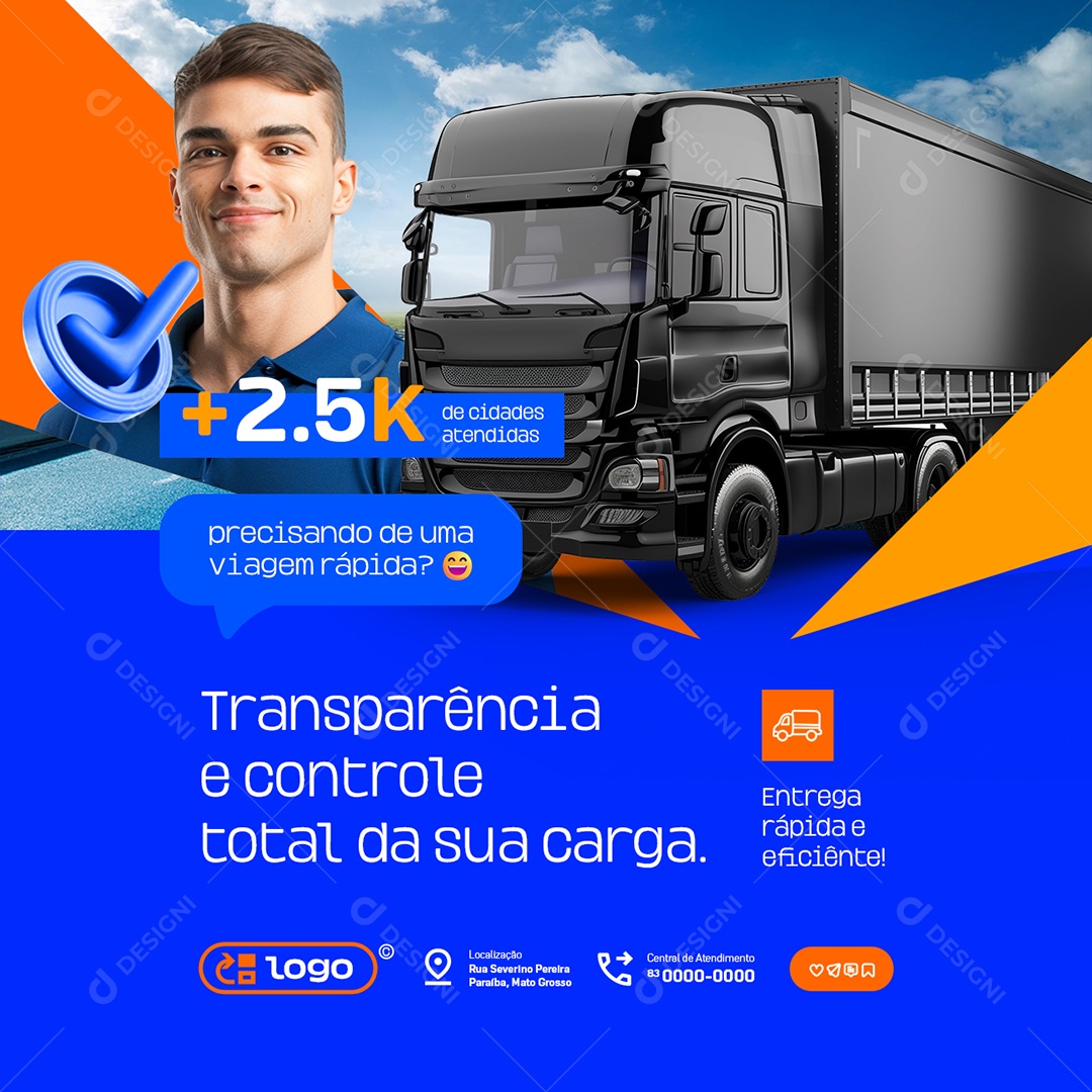 Transportadora Transparência e Controle Total Social Media PSD Editável
