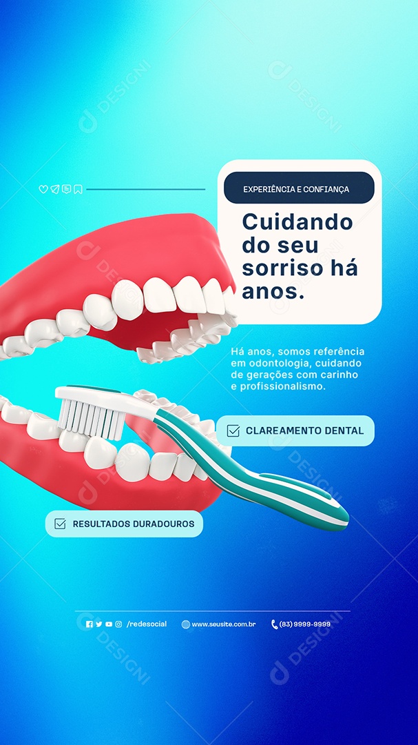 Story Dentista Cuidando do Seu Sorriso Há Anos Social Media PSD Editável