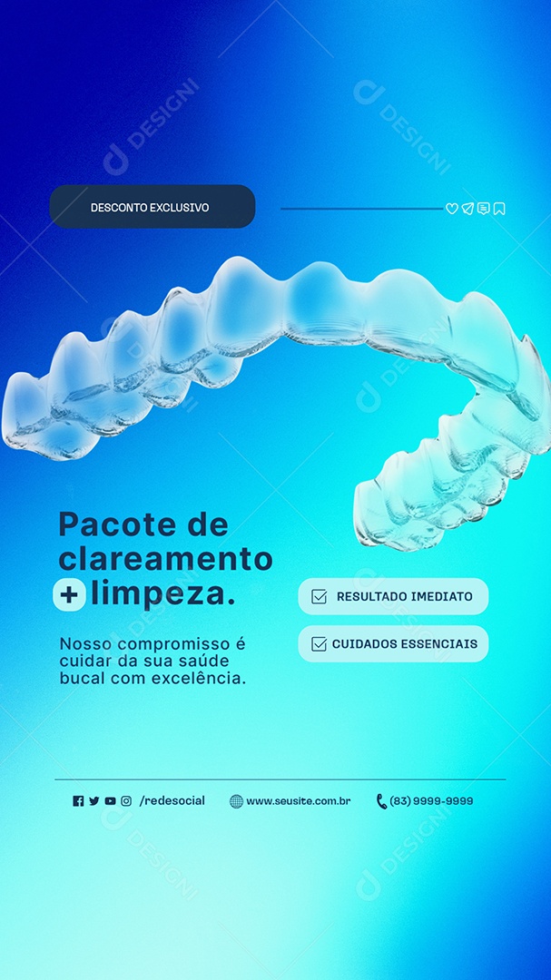 Story Dentista Pacote de Clareamento Mais Limpeza Social Media PSD Editável