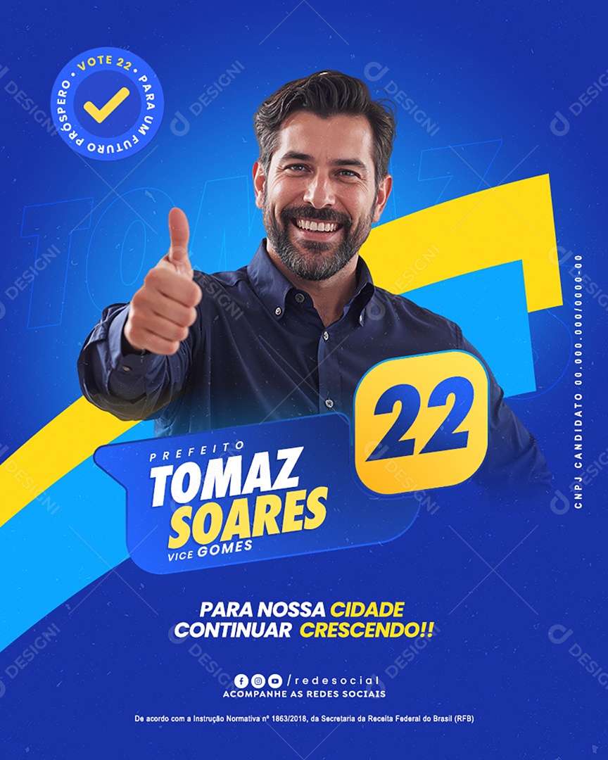 Política Candidato a Prefeito Tomaz Sores Social Media PSD Editável
