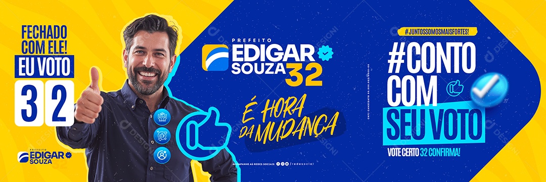 Carrossel Política Candidato a Prefeito Edigar Souza Social Media PSD Editável