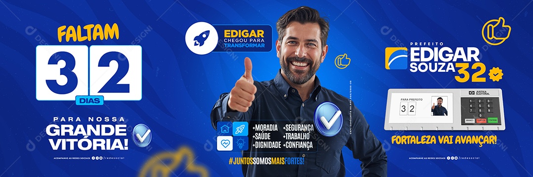 Carrossel Política Candidato a Prefeito Edigar Souza Social Media PSD Editável