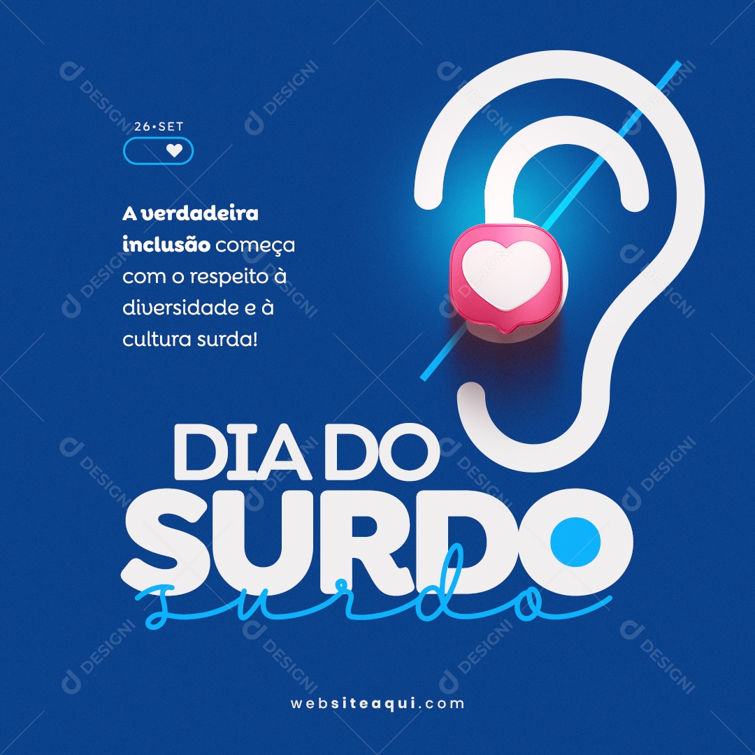 Dia Nacional dos Surdos Social Media PSD Editável