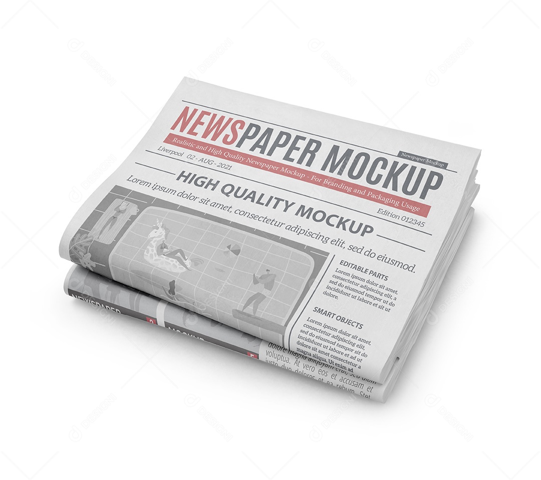 Jornal Empilhado Mockup PSD Editável