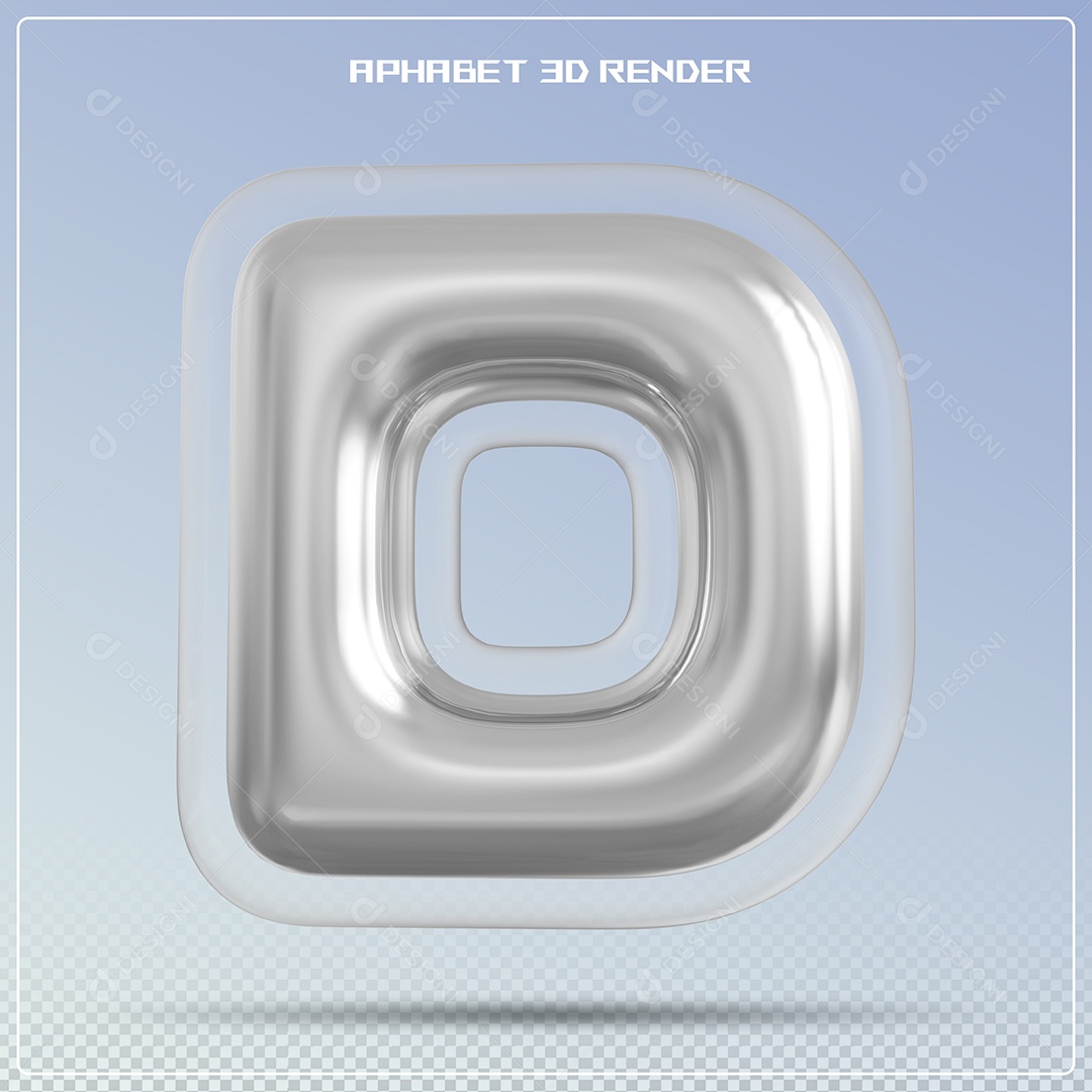 Letra Prata Letra D Maiúscula Elemento 3D Para Composição PSD