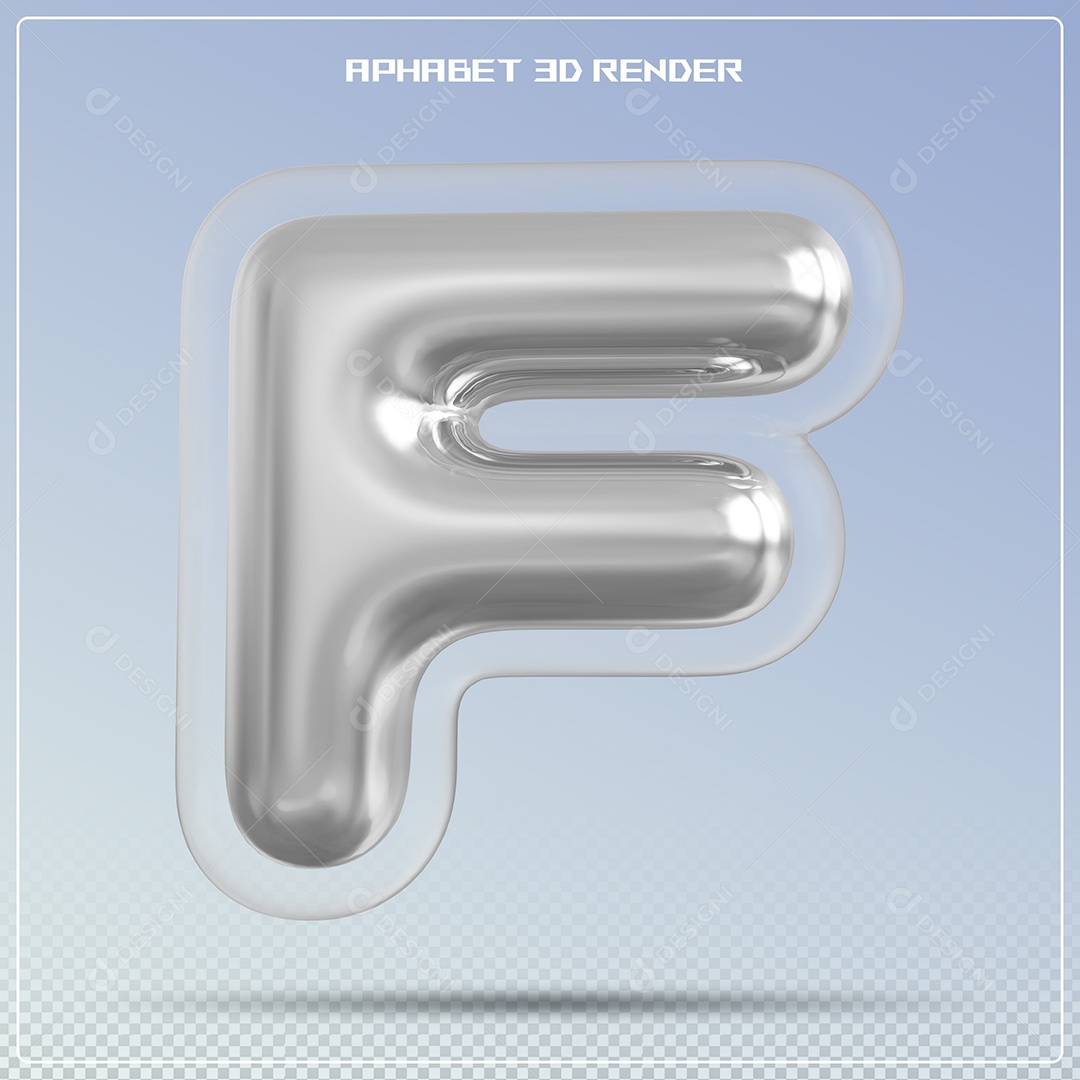 Letra Prata Letra F Maiúscula Elemento 3D Para Composição PSD