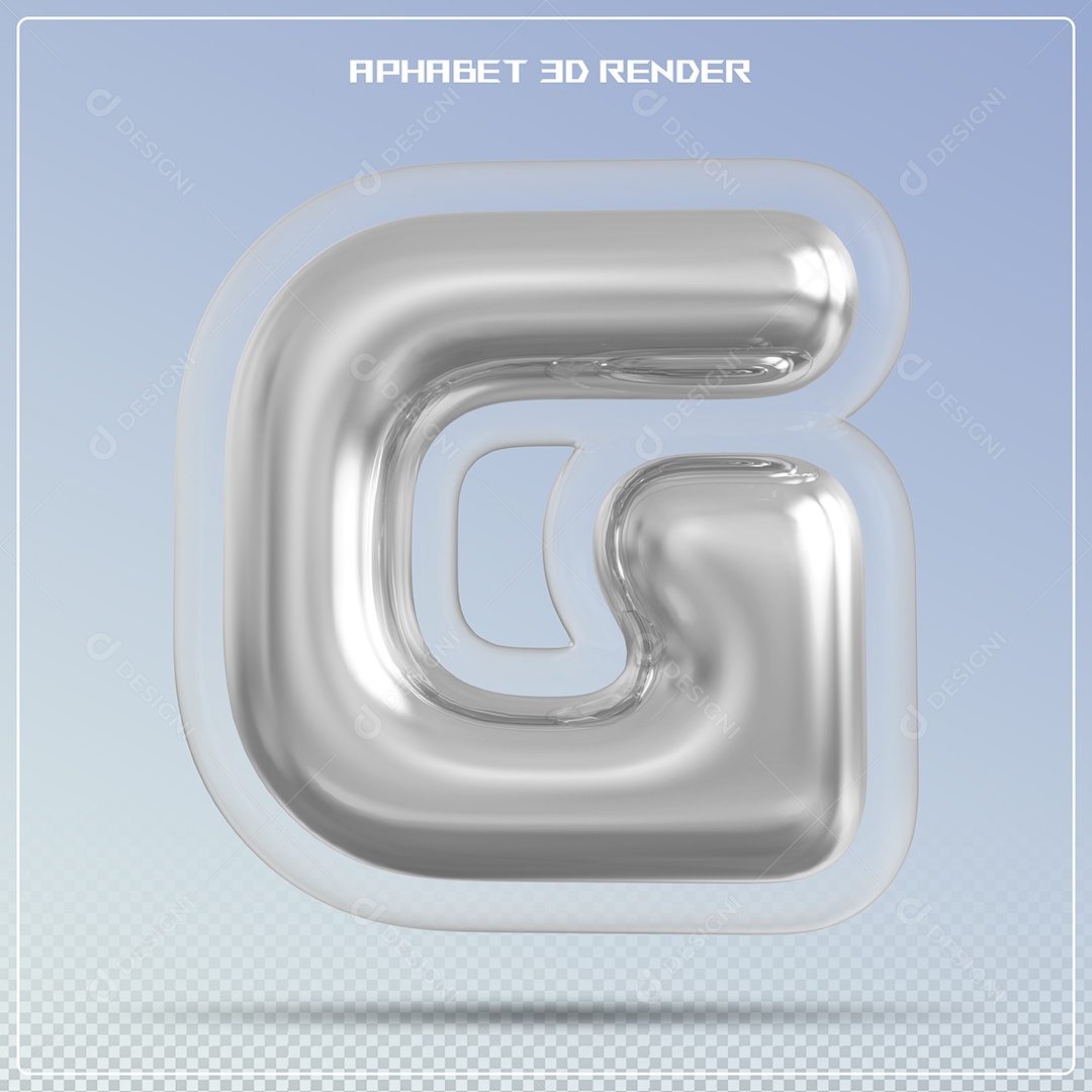 Letra Prata Letra G Maiúscula Elemento 3D Para Composição PSD
