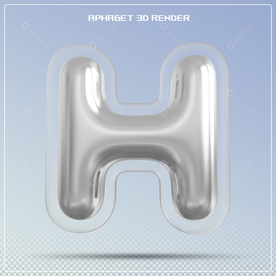 Letra Prata Letra H Maiúscula Elemento 3D Para Composição PSD