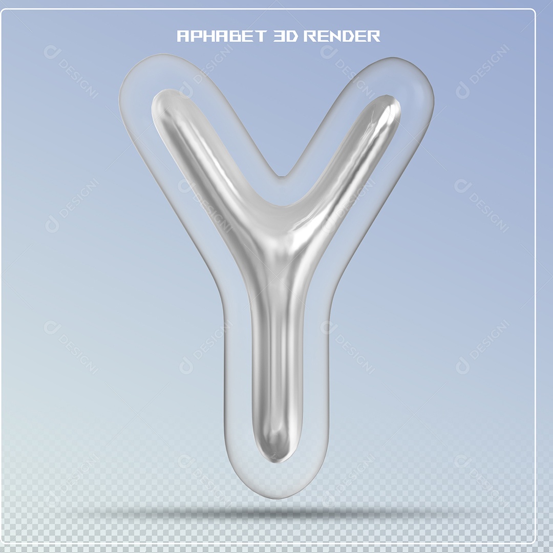 Letra Prata Letra Y Maiúscula Elemento 3D Para Composição PSD