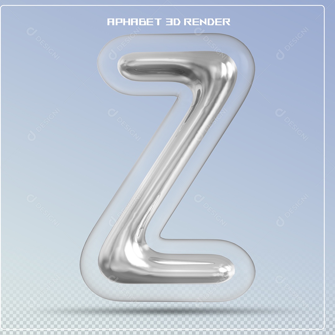 Letra Silver Letra Z Maiúscula 3D Element For PSD Composition