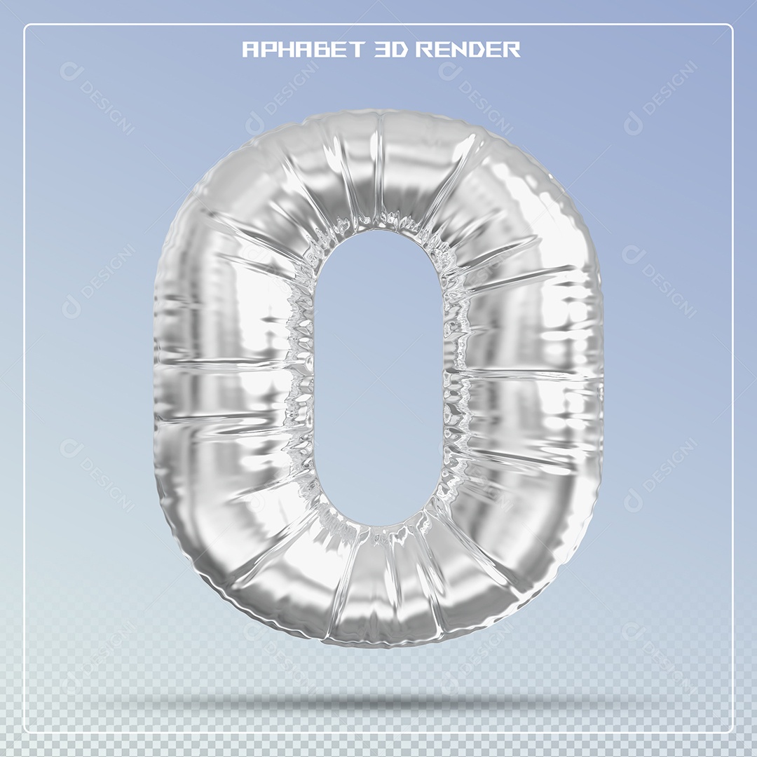 Balão Prata Letra O Maiúscula Elemento 3D Para Composição PSD