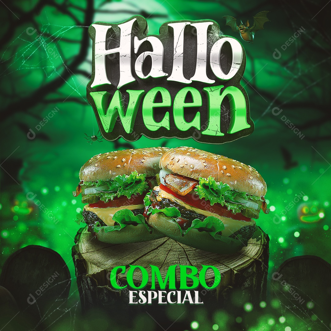 Hamburgueria Halloween Social Media PSD Editável