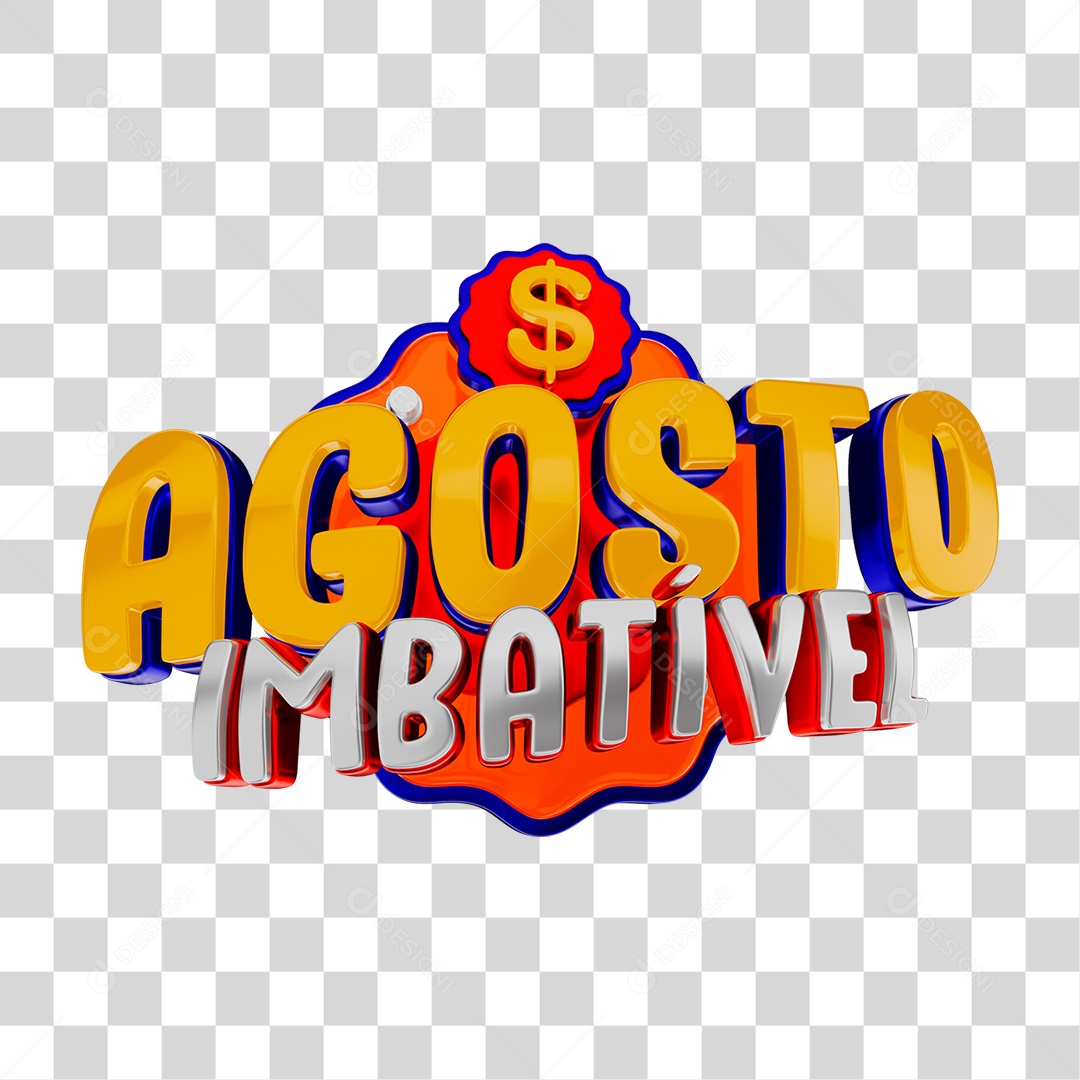 Selo 3D Agosto Imbativel PNG Transparente