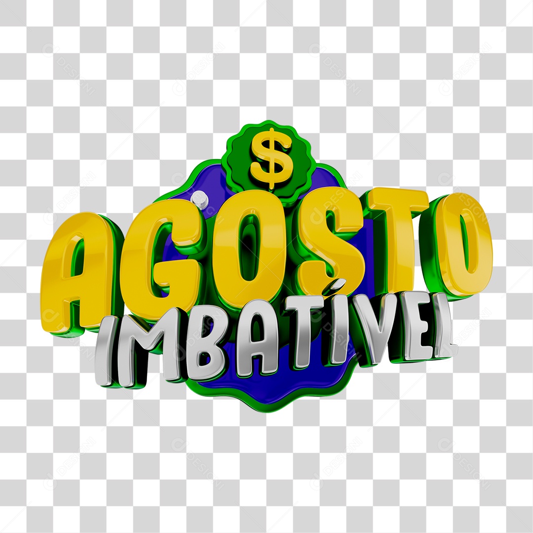 Selo 3D Agosto Imbatível PNG Transparente