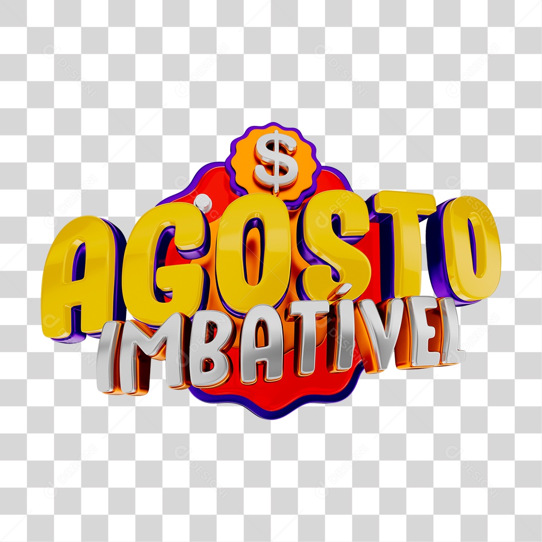 Selo 3D Agosto Imbatível PNG Transparente