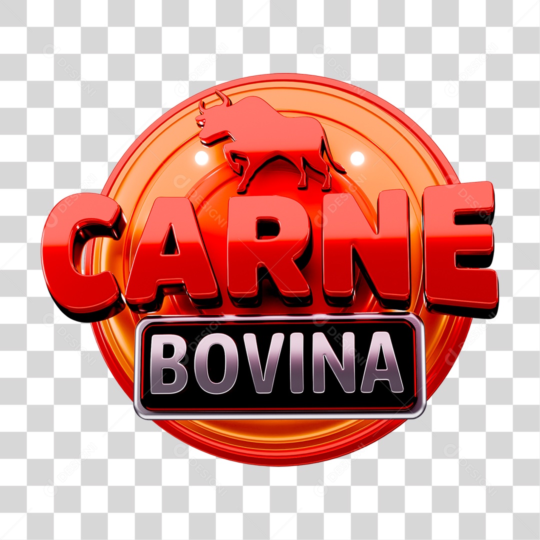 Selo 3D Carne Bovina Para Composição PNG Transparente