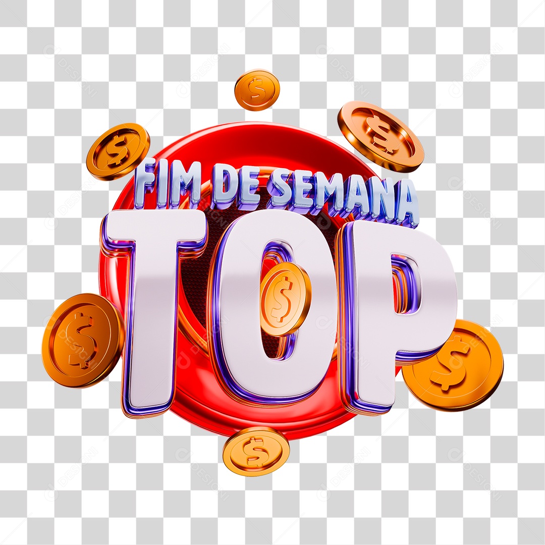 Selo Fim de Semana Top Para Composição PNG