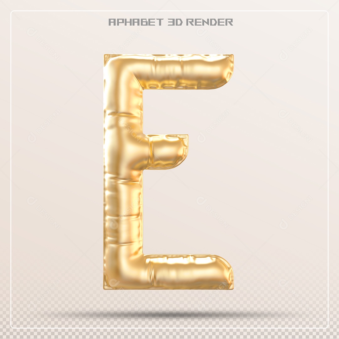 Balão Dourado Letra E Maiúscula Elemento 3D Para Composição PSD