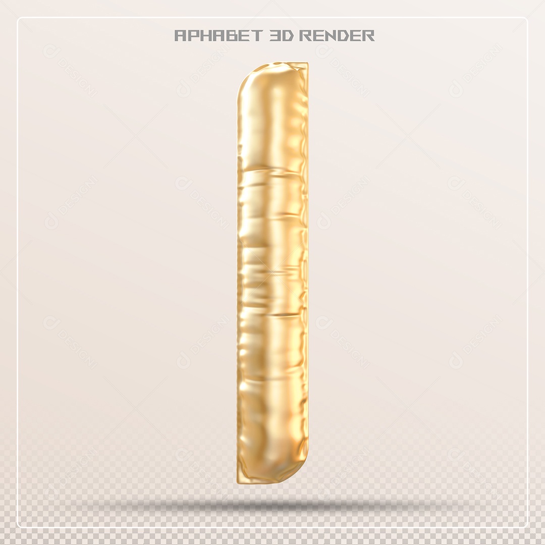 Balão Dourado Letra I Maiúscula Elemento 3D Para Composição PSD