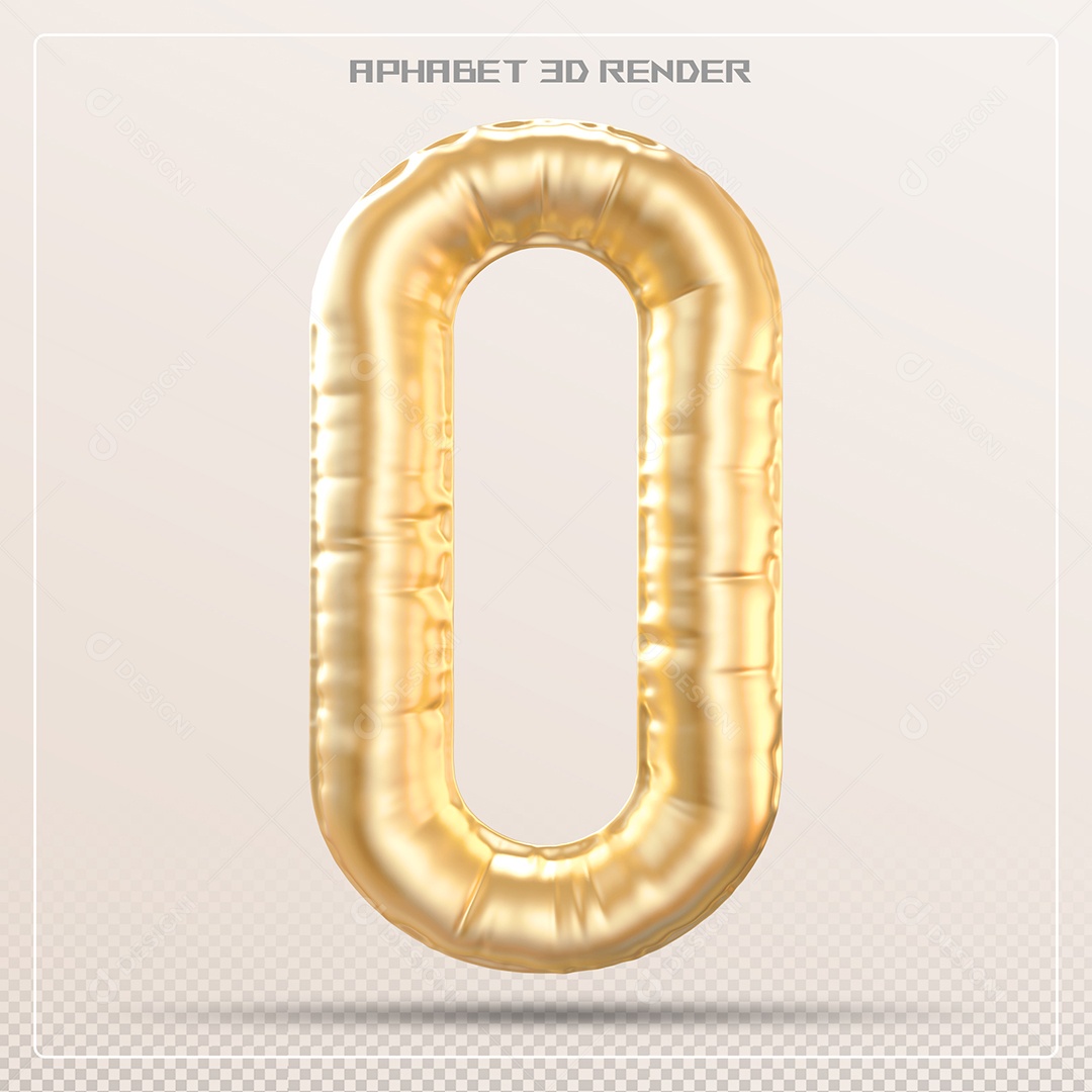 Balão Dourado Letra O Maiúscula Elemento 3D Para Composição PSD
