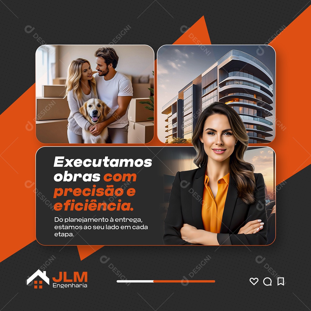 Empresa Engenharia Excutamos Obras Social Media PSD Editável