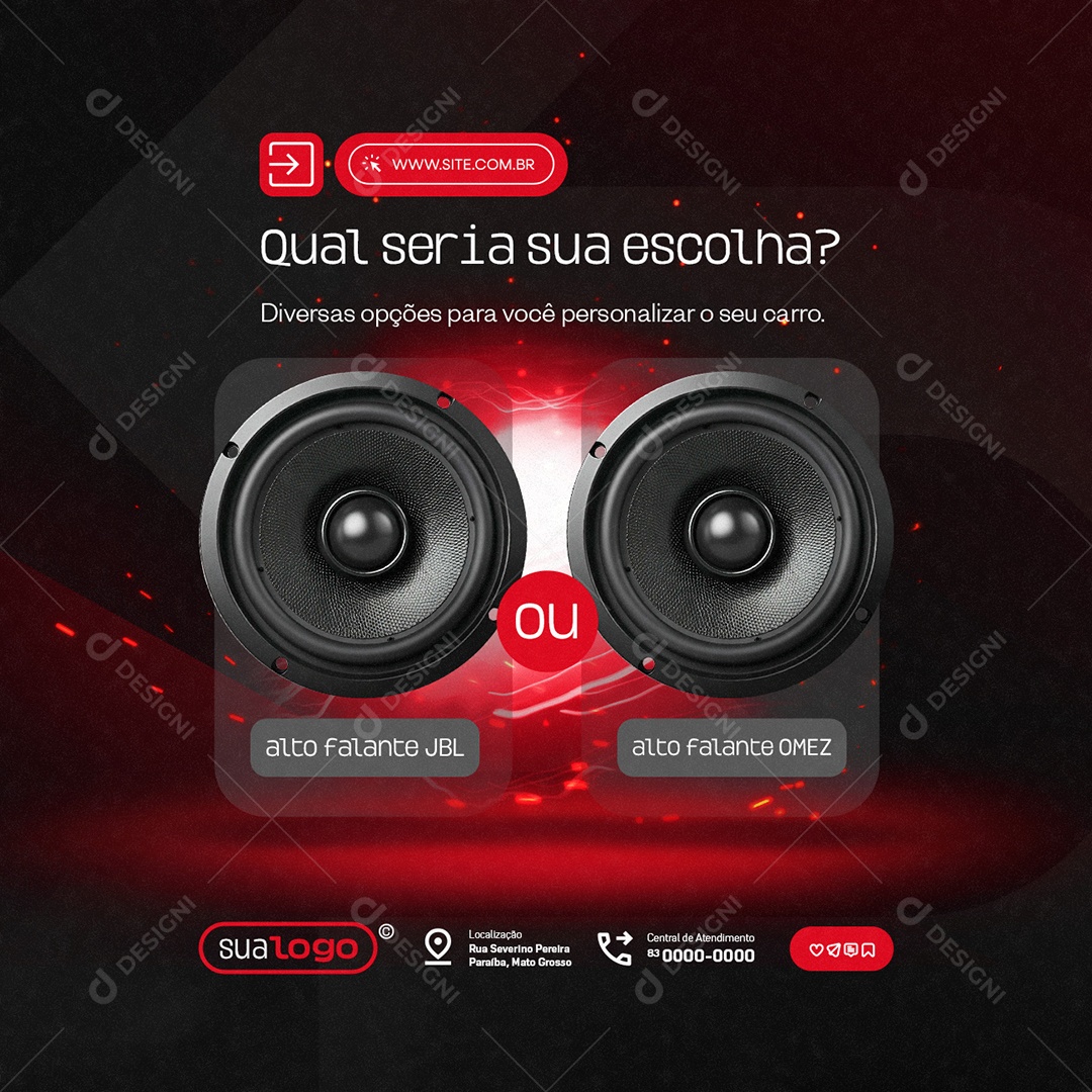 Som Automotivo Qual Seria sua Escolha Alto Falante JBL Social Media PSD Editável