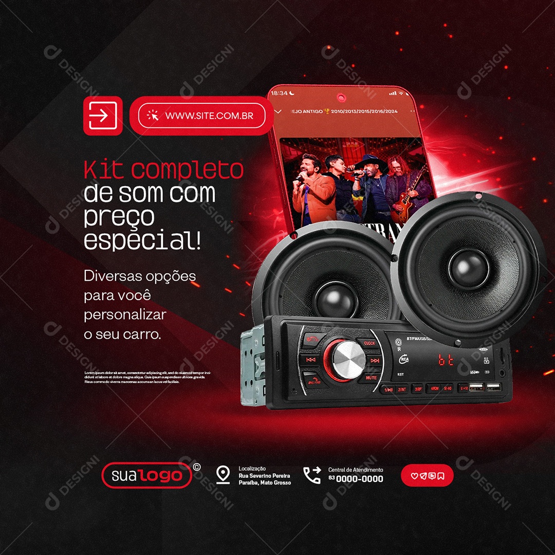 Som Automotivo Kit Completo de Som com Preço Especial Social Media PSD Editável