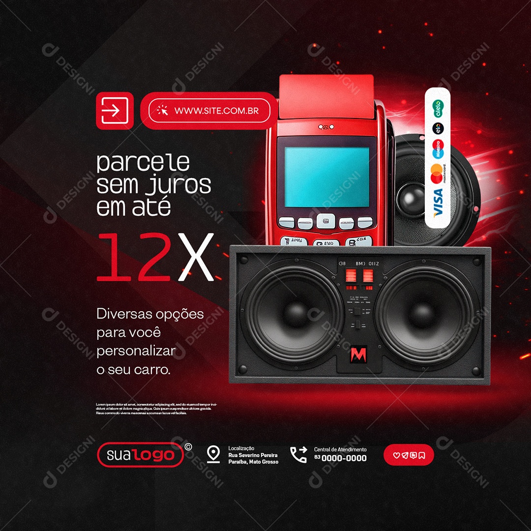 Som Automotivo Parcele Sem Juros Social Media PSD Editável