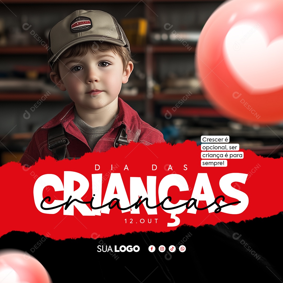 Dia das Crianças 12 de Outubro Mecânico Oficina Social Media PSD Editável