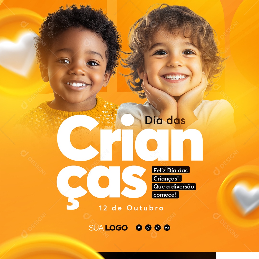 Dia das Crianças 12 de Outubro Que a Diversão Comece Social Media PSD Editável