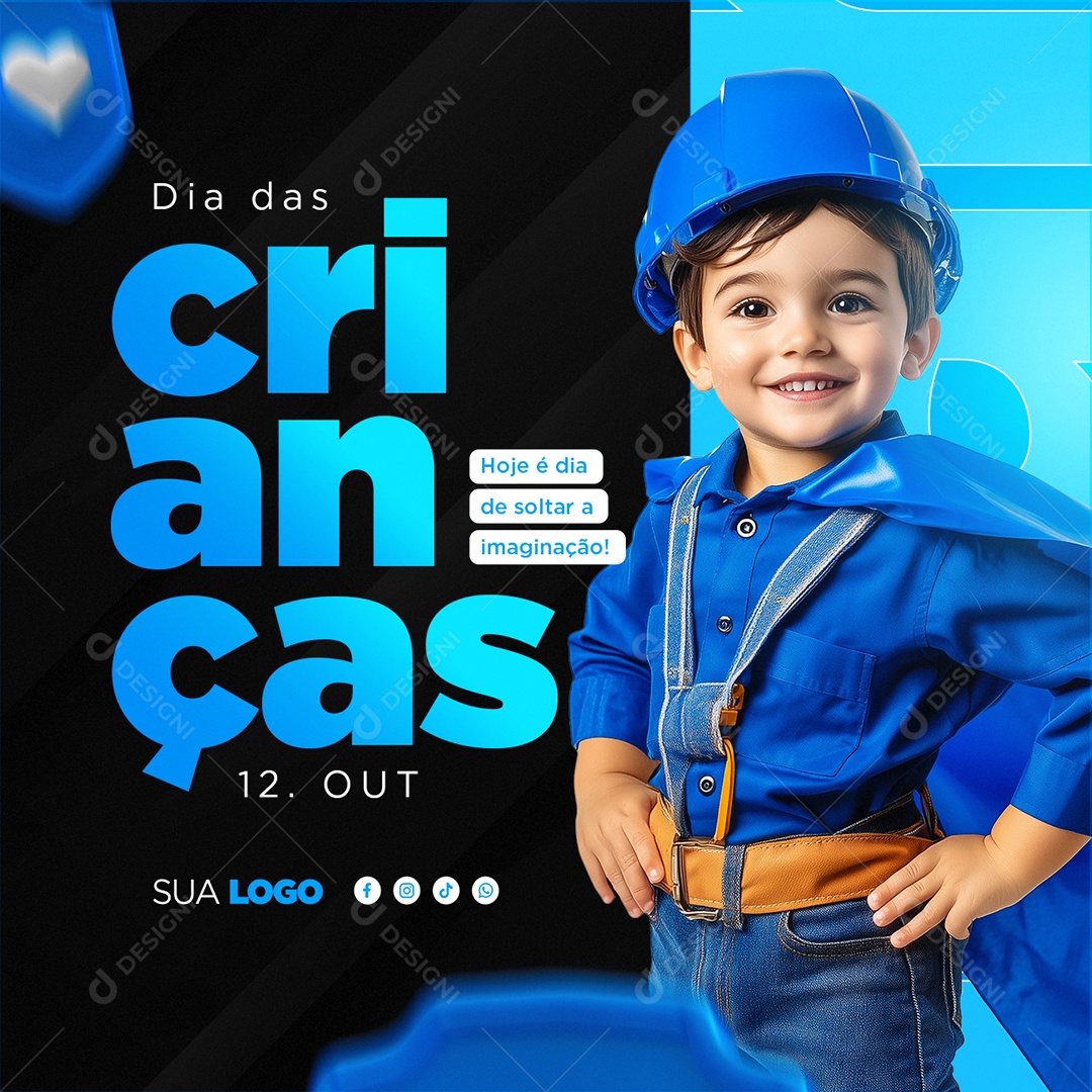 Dia das Crianças 12 de Outubro Engenheiro Construtor Social Media PSD Editável