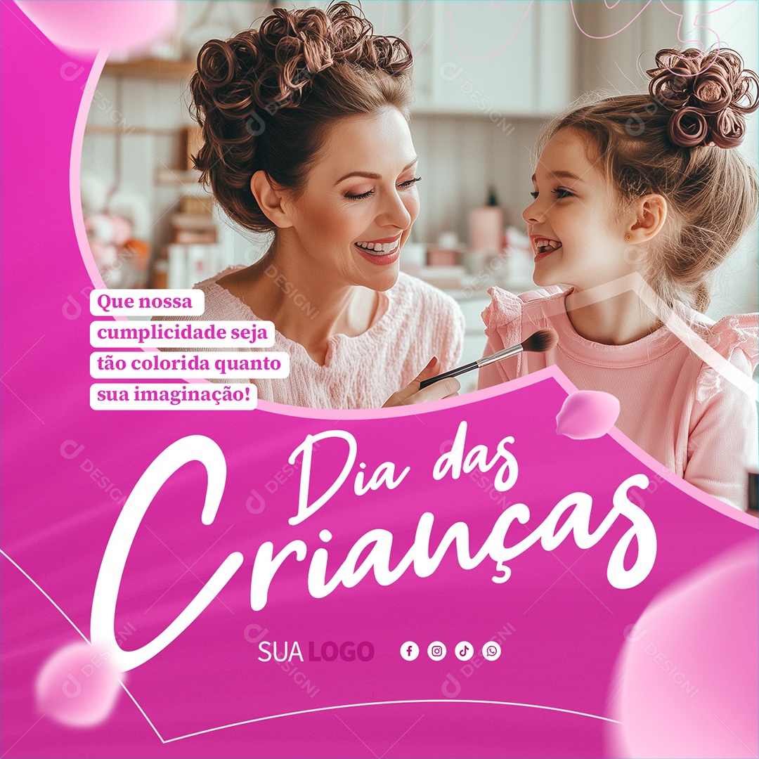 Dia das Crianças 12 de Outubro Estética Maquiagem Make Beleza Social Media PSD Editável