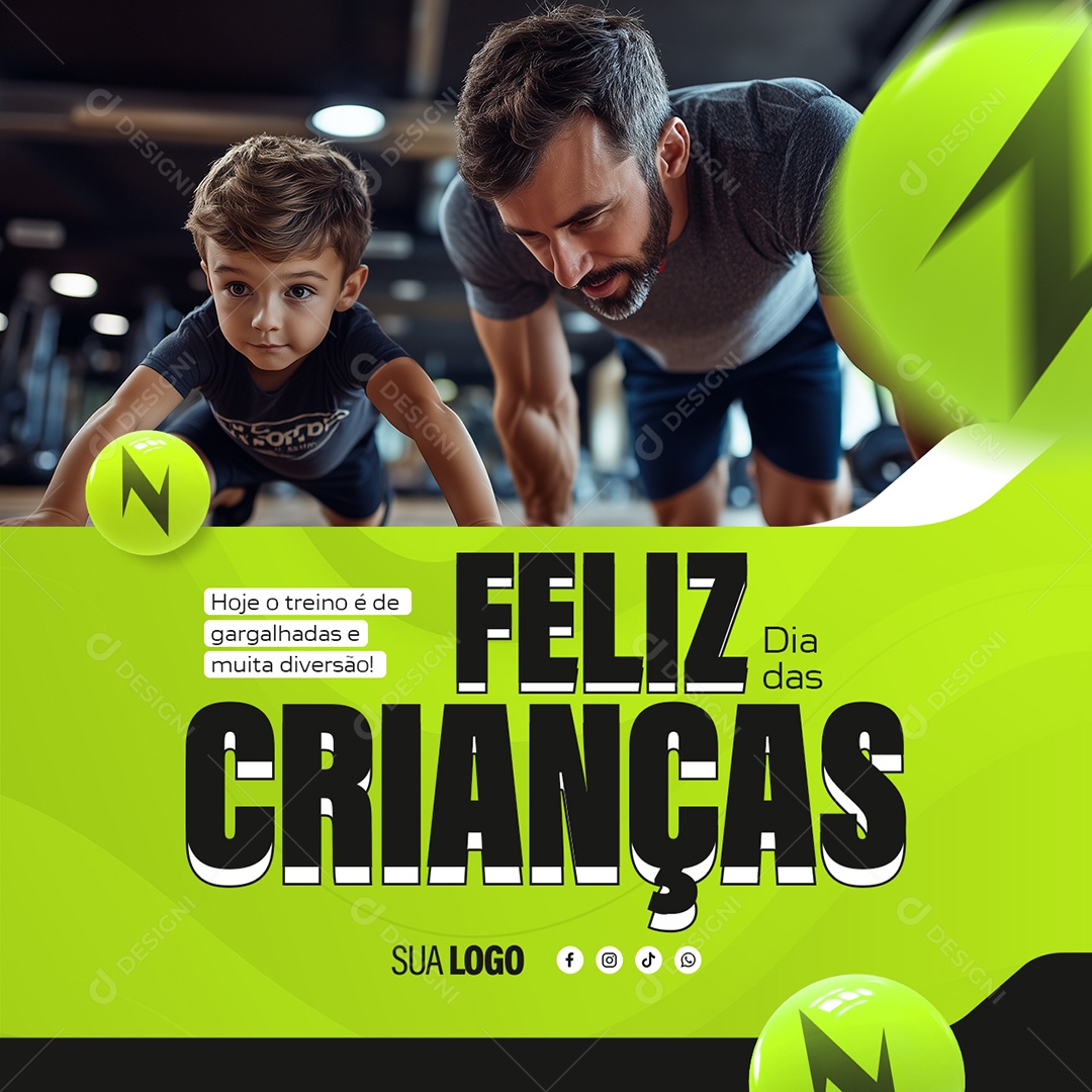 Feliz Dia das Crianças 12 de Outubro Academia Social Media PSD Editável