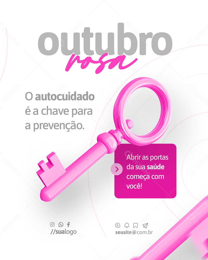 Outubro Rosa Campanha de Prevenção Social Media PSD Editável