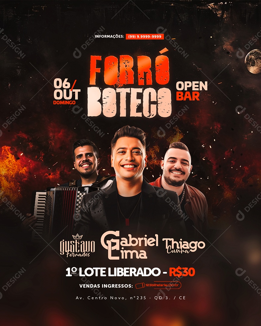 Flyer Forró Boteco Social Media PSD Editável