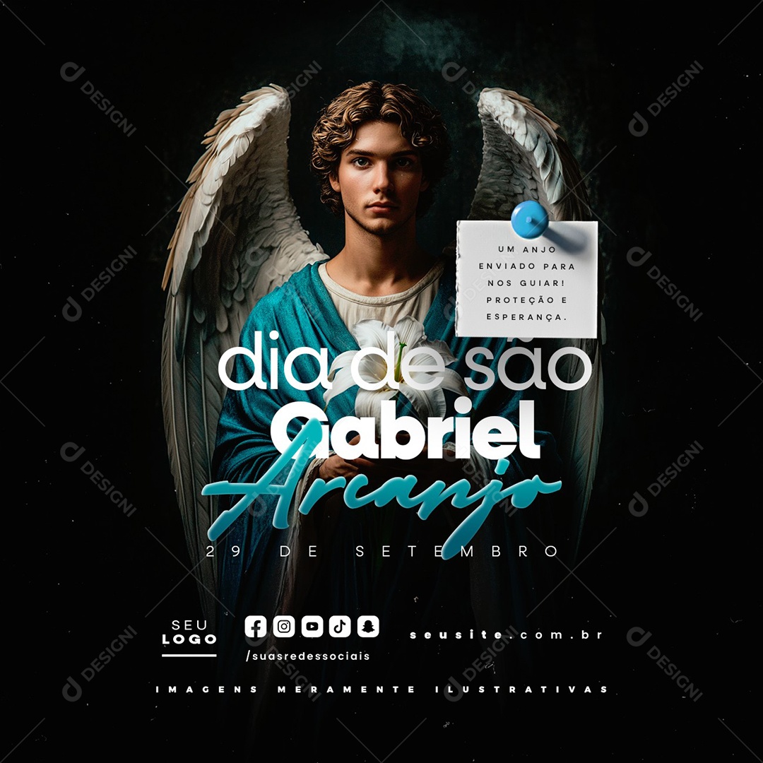 Dia de São Gabriel Arcanjo 29 de Setembro Proteção e Esperança Social Media PSD Editável