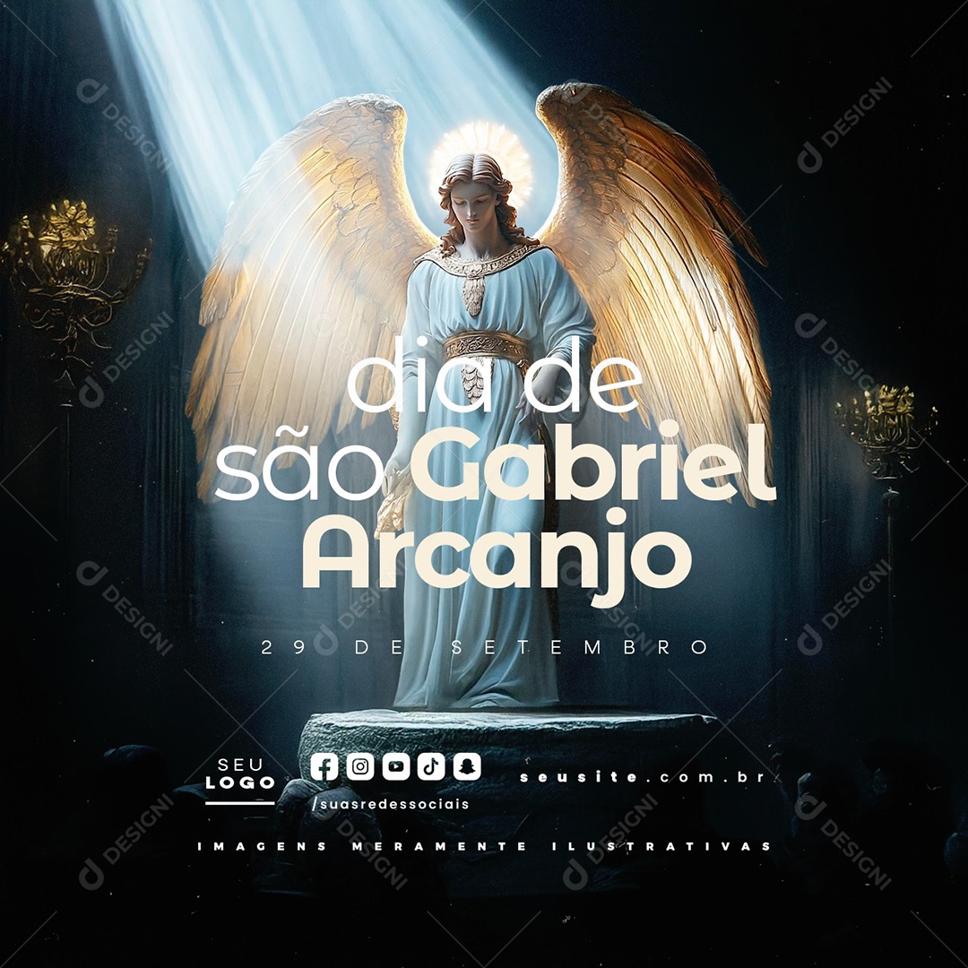 Dia de São Gabriel Arcanjo 29 de Setembro Social Media PSD Editável