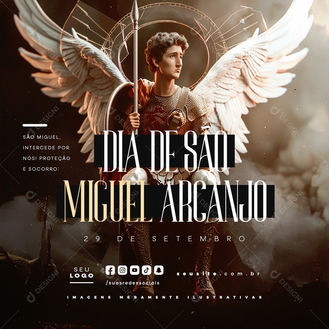 Dia de São Miguel Arcanjo 29 de Setembro Social Media PSD Editável