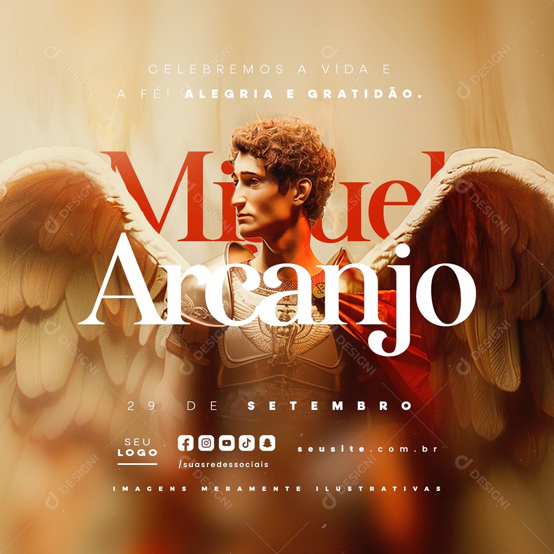 Dia de São Miguel Arcanjo 29 de Setembro Celebremos a Vida e a Fé Social Media PSD Editável