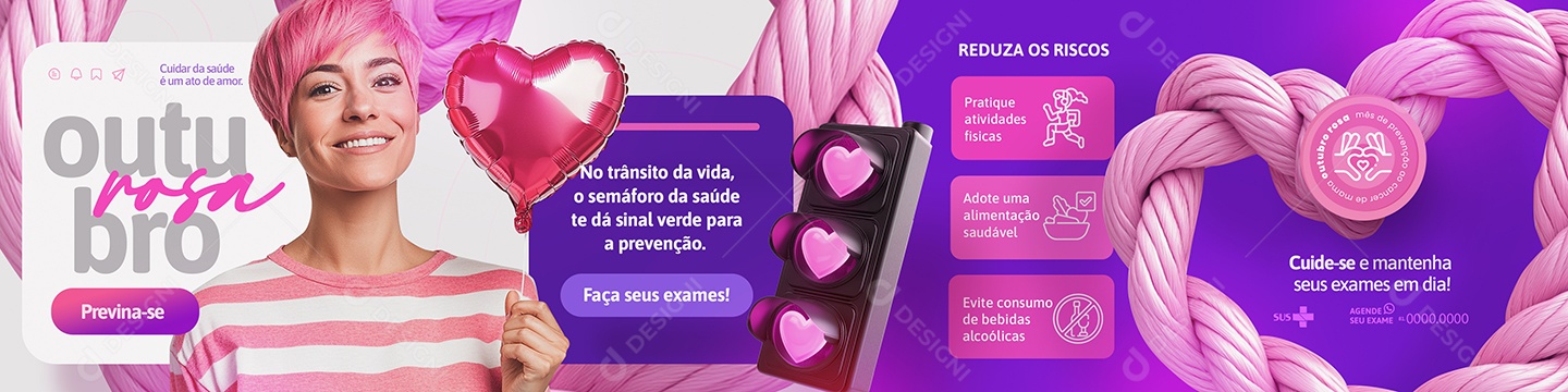 Outubro Rosa Campanha de Prevenção Social Media PSD Editável